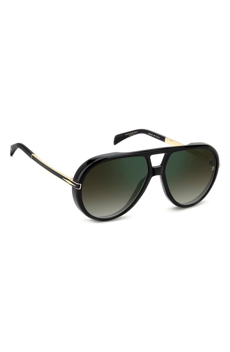 David Beckham Eyewear Voyager 61mm Pilot Sunglasses, Alternate, color, Black Gold/ Green Sf Grn Sp