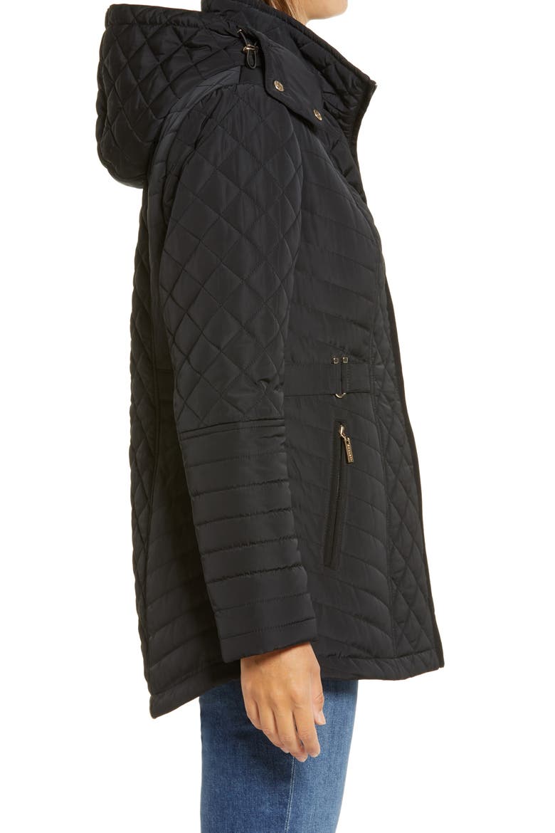 Quilted Hooded Jacket, Alternate, color, BLACK