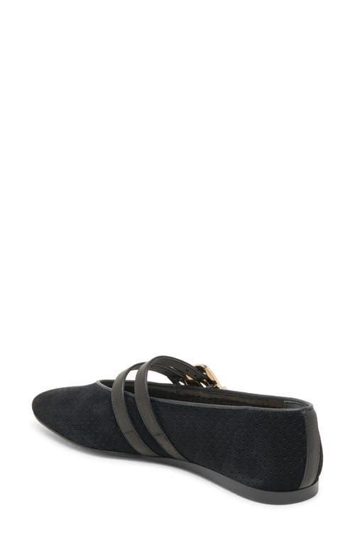 Dolce Vita Baylee Mary Jane Flat In Onyx Perforated Suede
