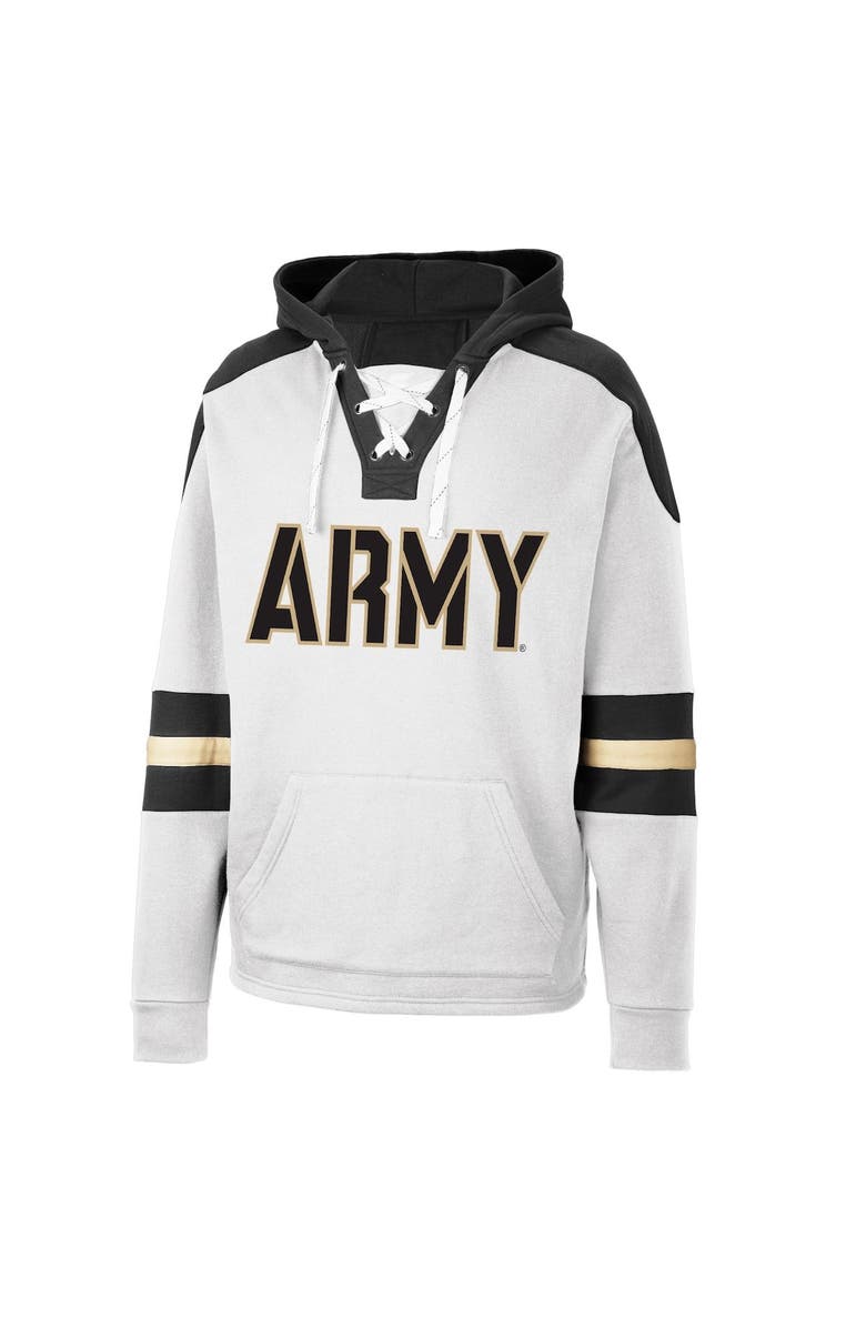 COLOSSEUM Men's Colosseum White Army Black Knights Lace-Up 4.0 Pullover Hoodie, Alternate, color, 