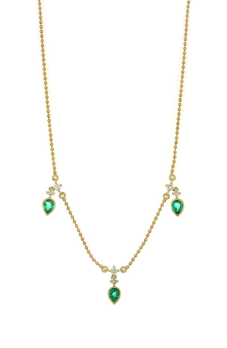 Bony Levy El Mar Emerald & Diamond Station Necklace, Main, color, 