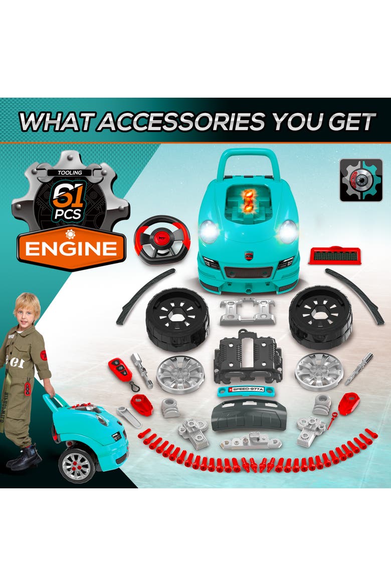 Mechanic Kids Truck Engine Toy Set, Alternate, color, Teal
