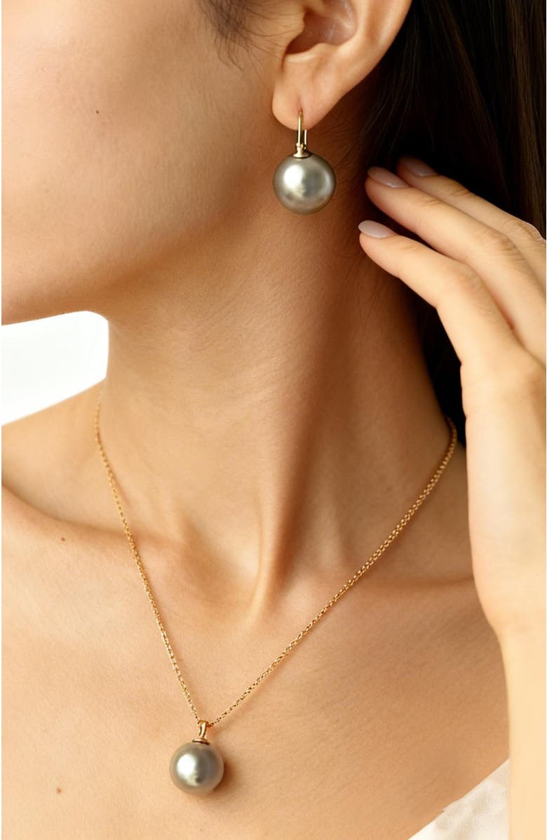 RC RETRO CHIC Retro Pearl Necklace & Earrings Set, Alternate, color, Grey