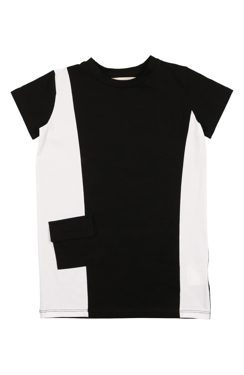 Manière Kids' Colorblock Cotton Blend T-Shirt, Main, color, Black/ White