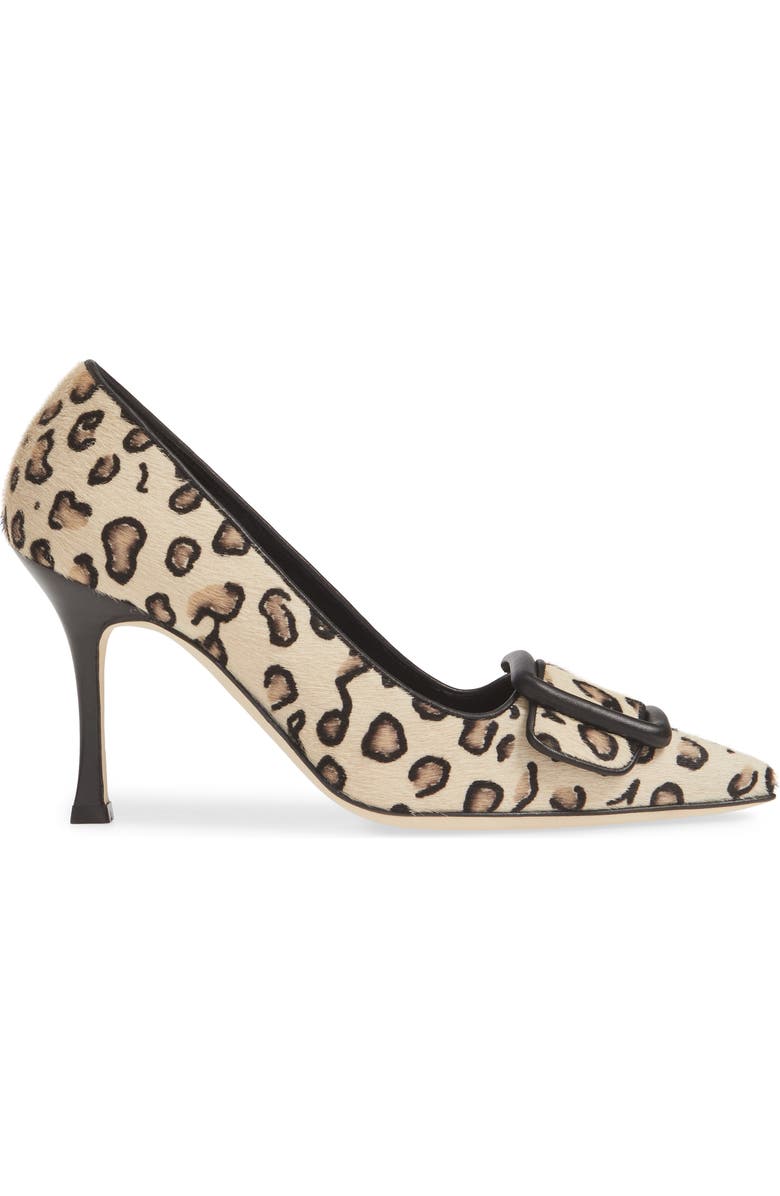 Manolo Blahnik Maysale Leopard Print Genuine Calf Hair Pump, Alternate, color,