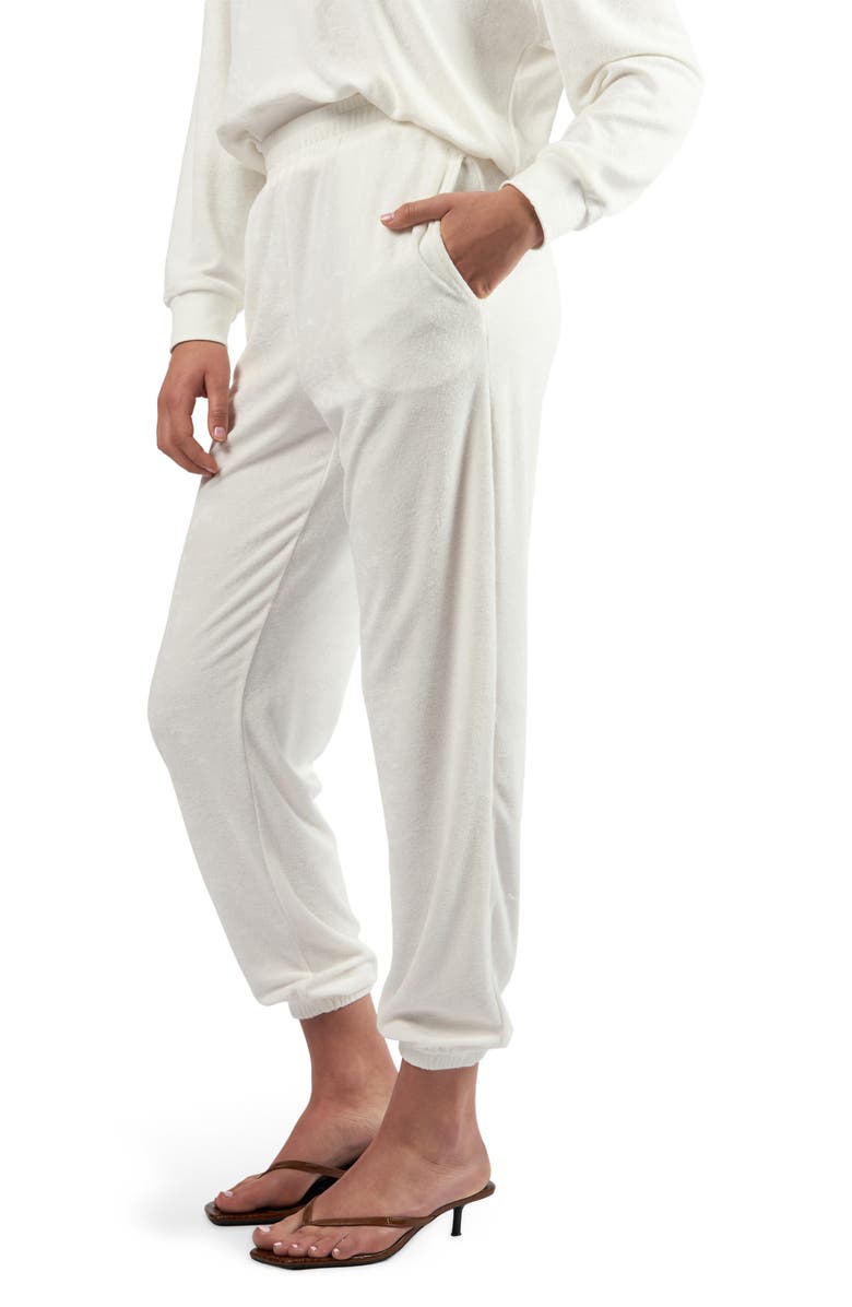 Viens Avec Moi Terry Lounge Pants, Alternate, color, White