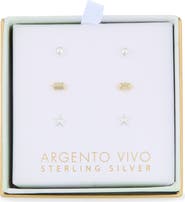 Argento Vivo Sterling Silver Set of 3 Two-Tone Stud Earrings