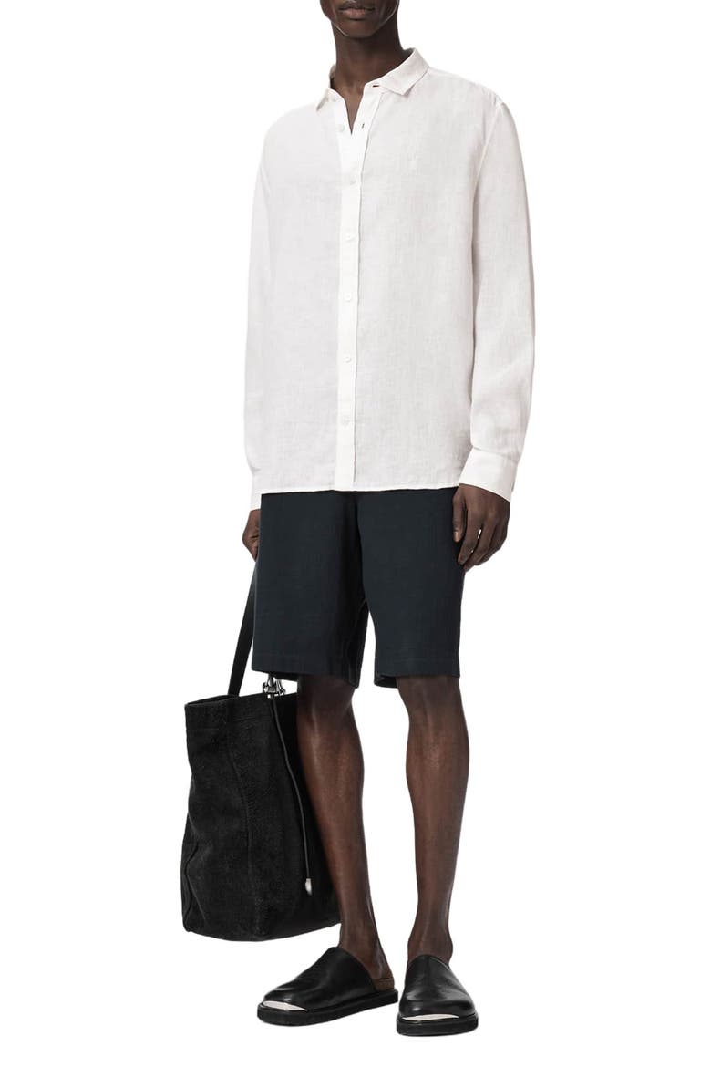 Loom Linen Button-Up Shirt, Alternate, color, WHITE