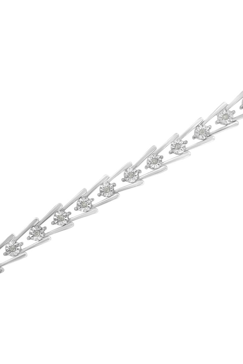 Silver 1/4 cttw Miracle Set Diamond Sleek and Open "V"Bracelet, Alternate, color, White