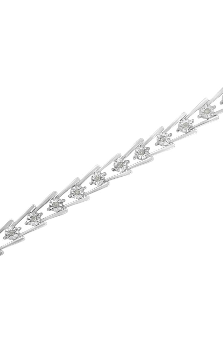 Haus of Brilliance Silver 1/4 cttw Miracle Set Diamond Sleek and Open "V"Bracelet, Alternate, color, White