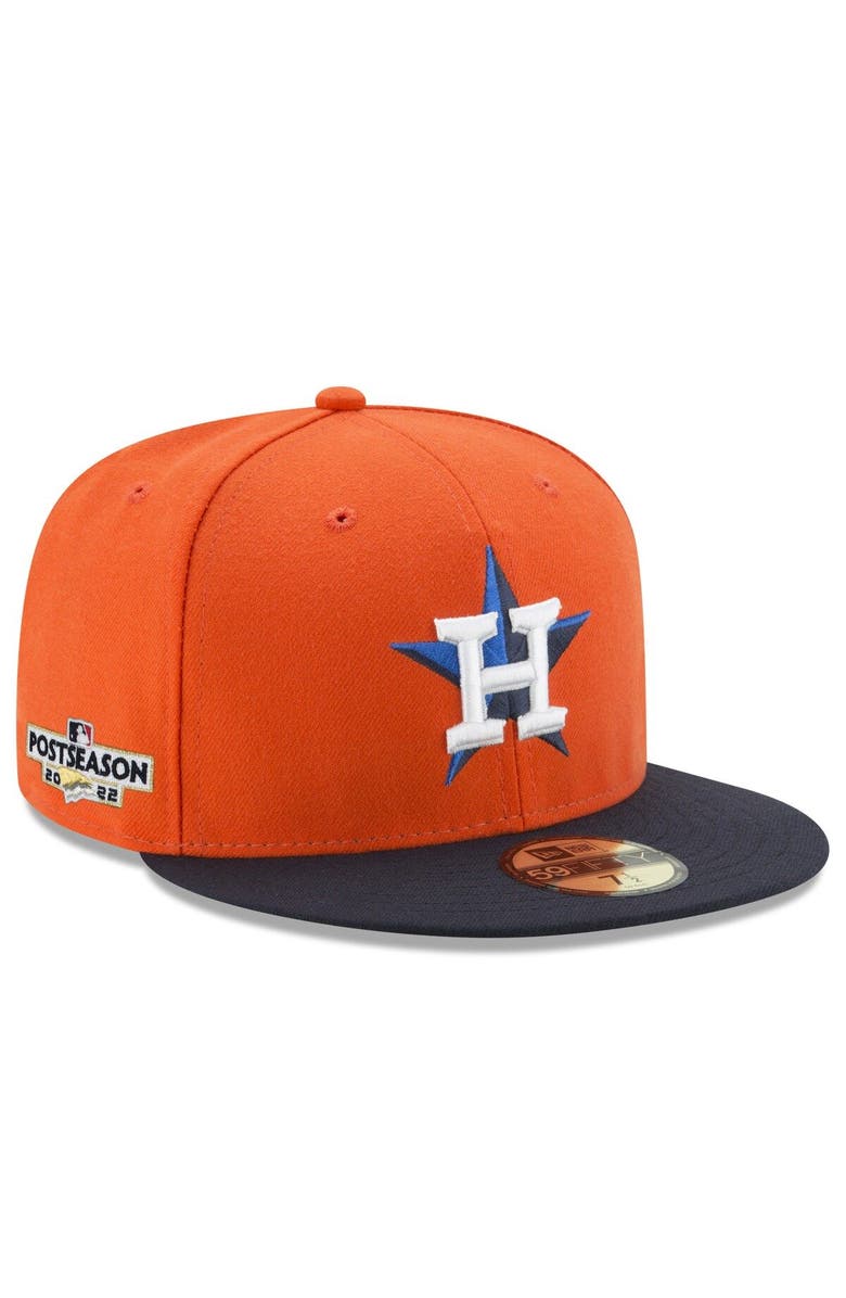 New Era Men's New Era Orange Houston Astros 2022 Postseason Side Patch 59FIFTY Fitted Hat, Alternate, color,