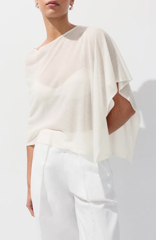 MANGO Asymmetrical Knitted Cape in Off White at Nordstrom, Size X-Small/small