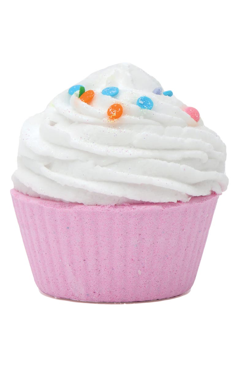 Iscream Cupcake Bath Bomb for Kids, Main, color, White/ Strawverry