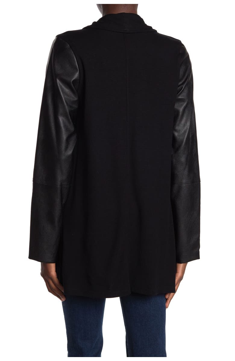 FIFTEEN TWENTY Faux Leather Sleeve Drape Front Jacket, Alternate, color,