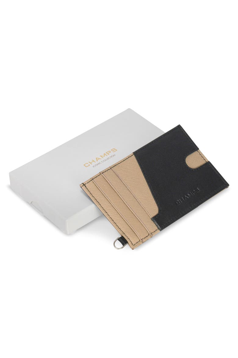 Iconic Leather Card Case, Alternate, color, BLACK/ IVORY