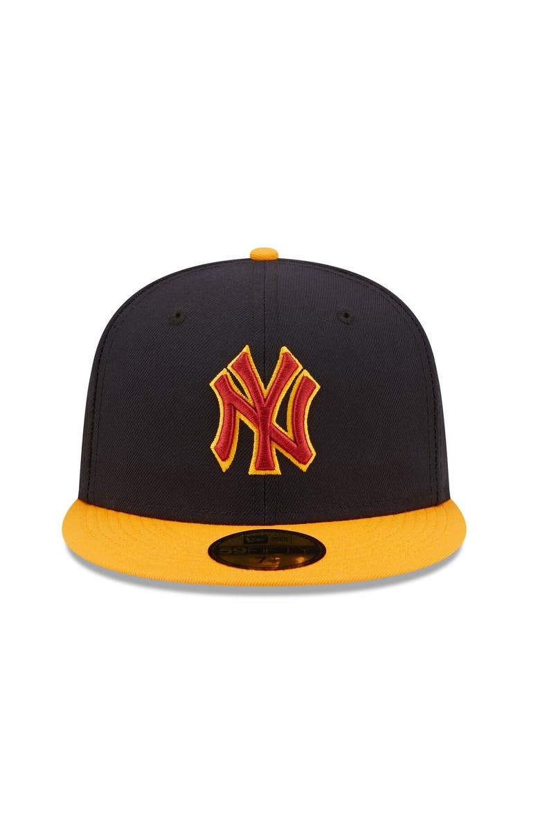 New Era Men's New Era Navy/Gold New York Yankees Primary Logo 59FIFTY Fitted Hat, Alternate, color,