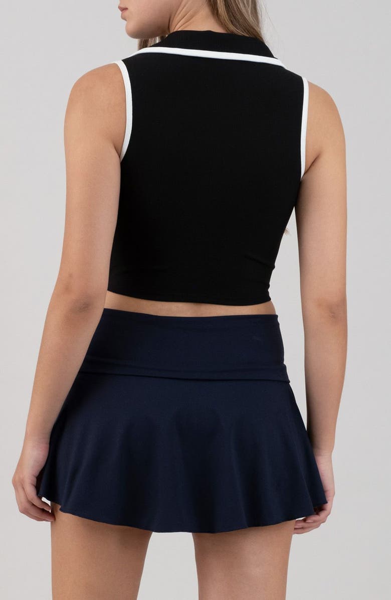 Blu Pepper Contrast Trim Johnny Collar Tank Top, Alternate, color,