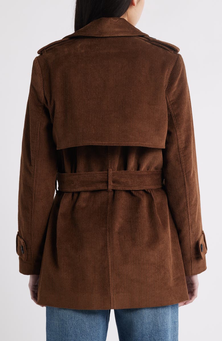BCBGMAXAZRIA Belted Corduroy Trench Coat, Alternate, color, Mocha