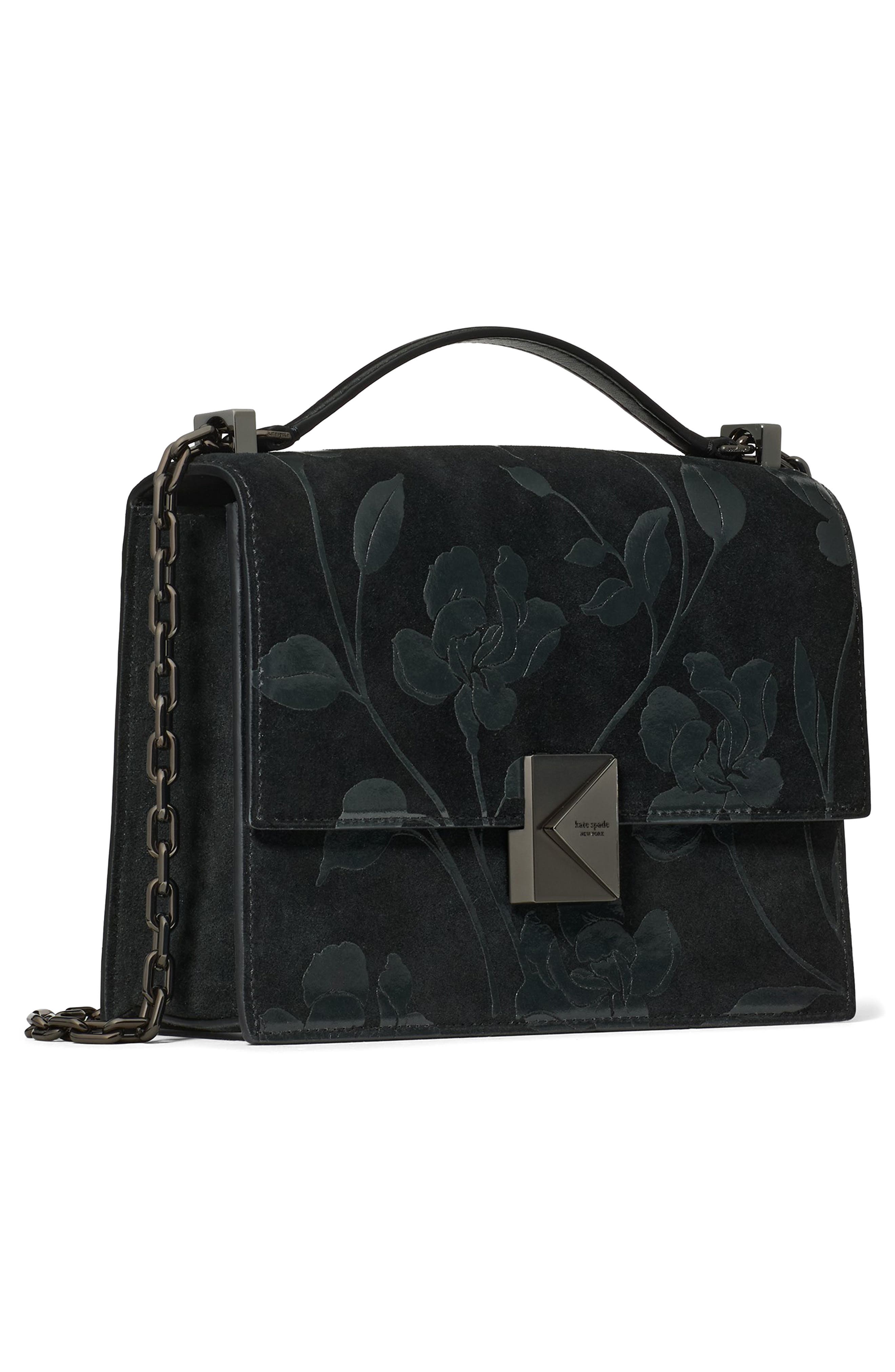 Kate Spade New York deco uptown blooms suede convertible shoulder bag, Alternate, color, 