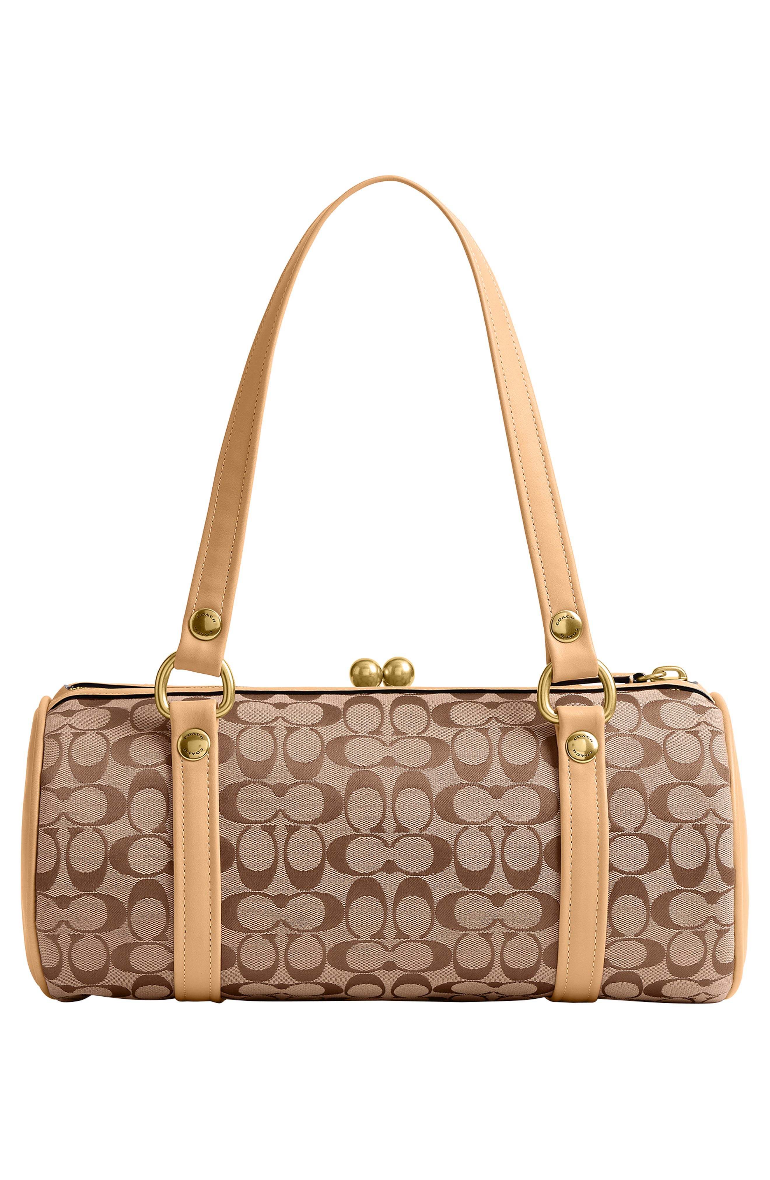 The Originals Signature Jacquard Kisslock Barrel Bag, Alternate, color, KHAKI LIGHT PEACH