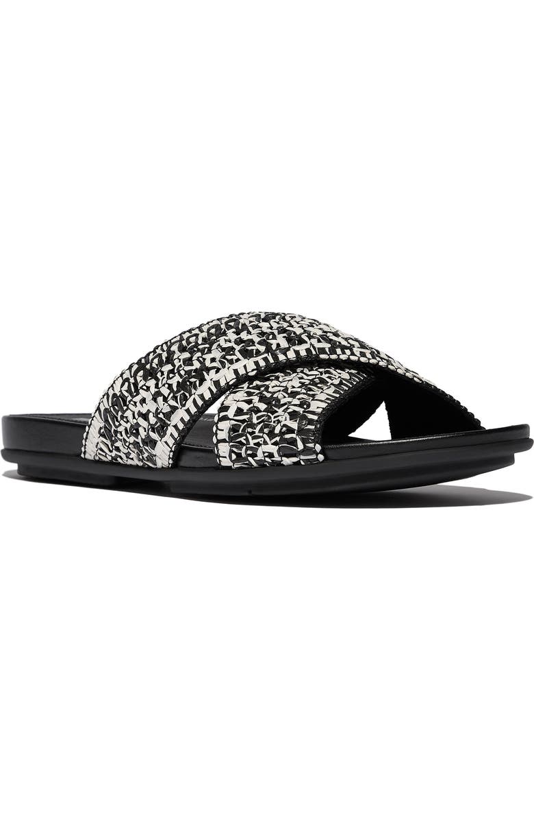 FitFlop Gracie Woven Slide Sandal, Main, color, Black/Ivory Mix