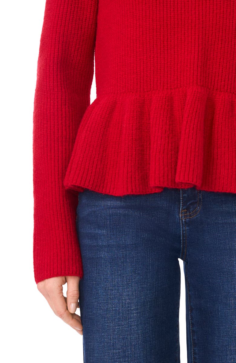 CeCe Rib Peplum Sweater, Alternate, color, Lipstick Pop