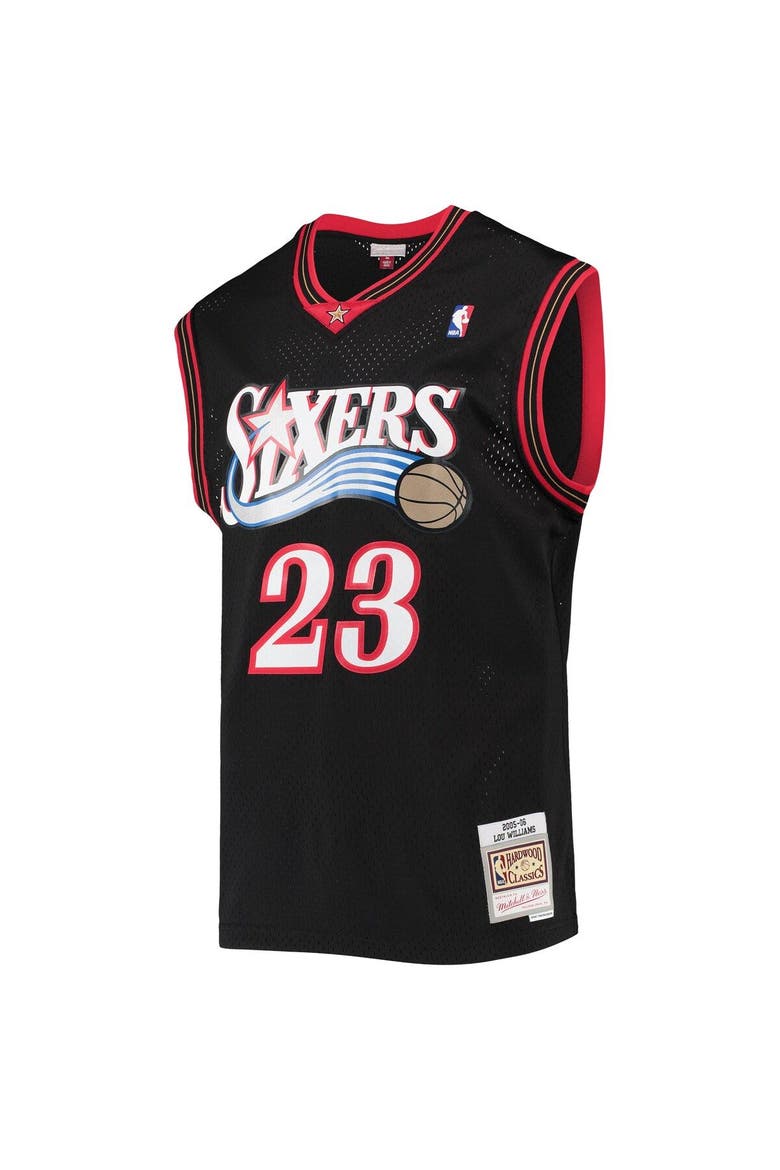 Men's Mitchell & Ness Lou Williams Black Philadelphia 76ers 2005/06 Hardwood Classics Swingman Jersey, Alternate, color, Black