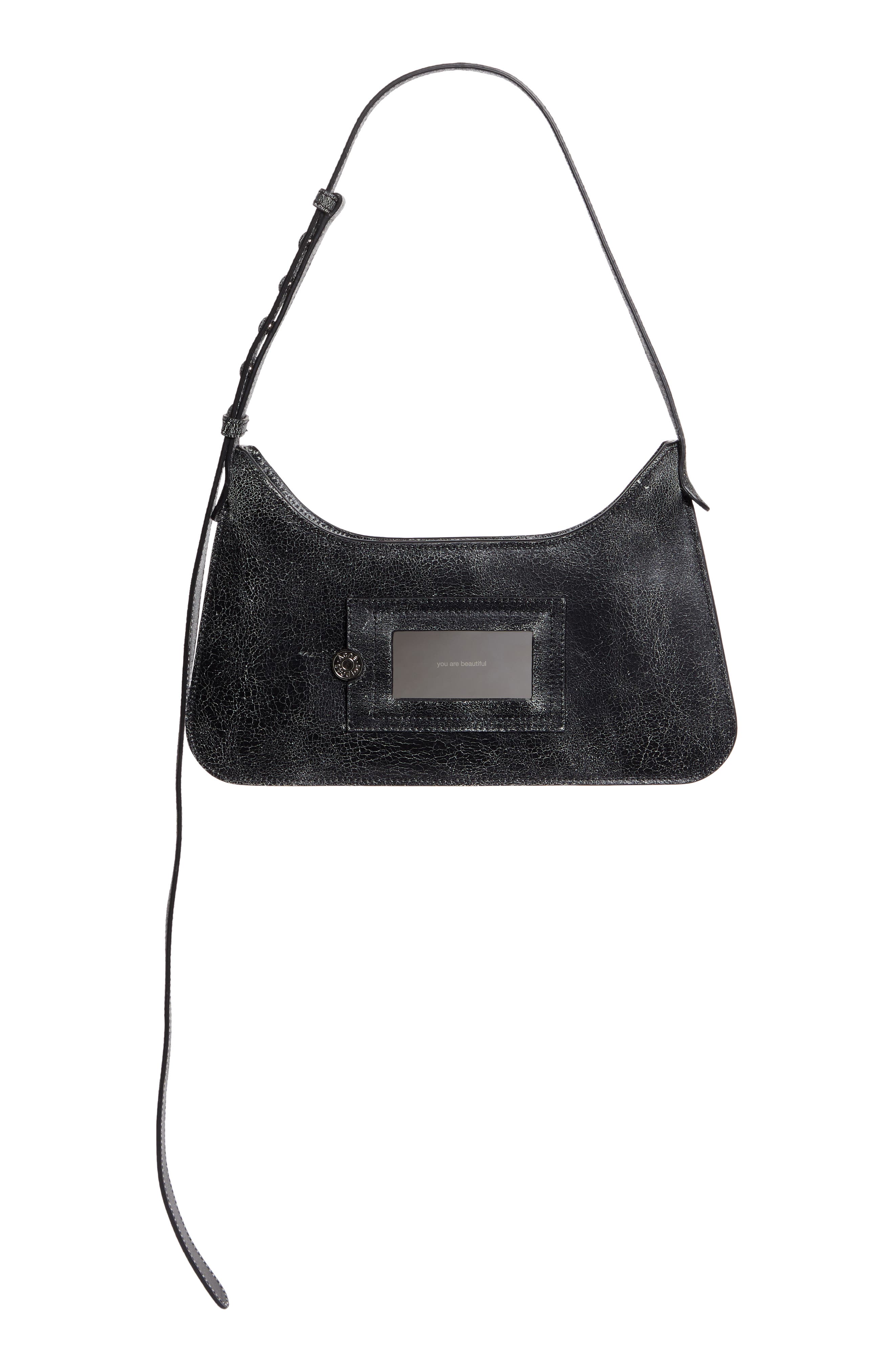 Acne Studios Mini Platt Crackle Leather Shoulder Bag, Alternate, color, 