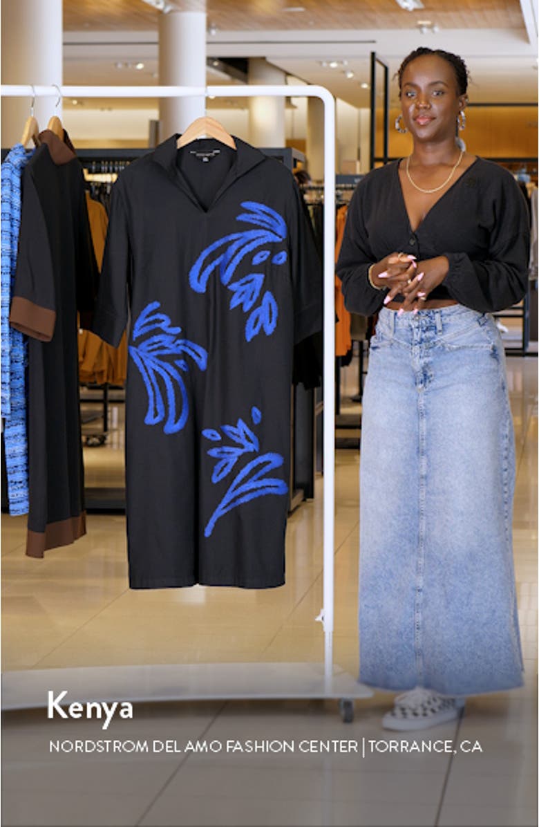 Embroidered Twill Shift Dress, sales video thumbnail