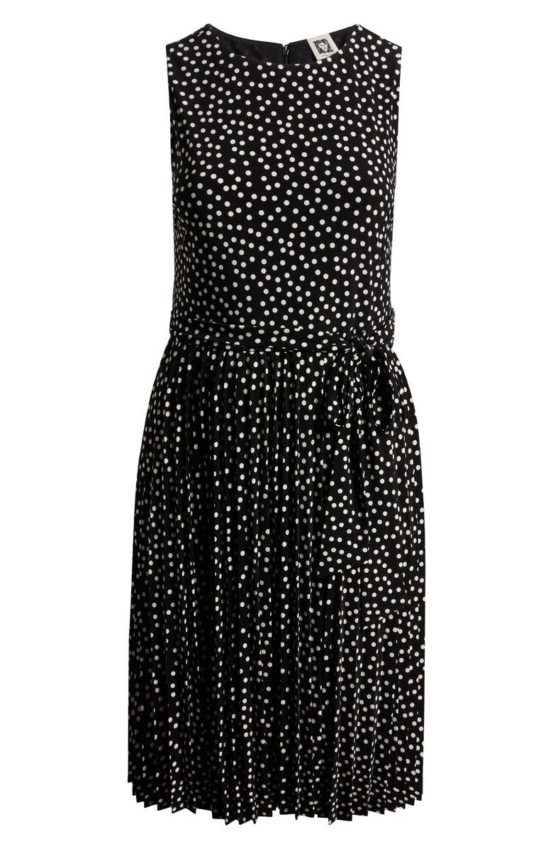 Anne Klein Polka Dot Pleat Skirt Midi Dress, Alternate, color, 