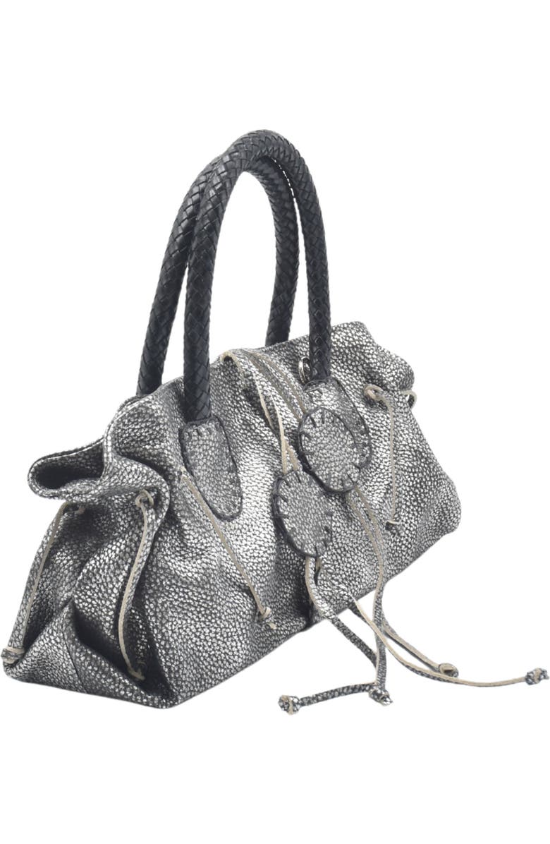 Carlos Falchi Mini Satchel Top Grain Leather Bag, Alternate, color, Roman Chrome