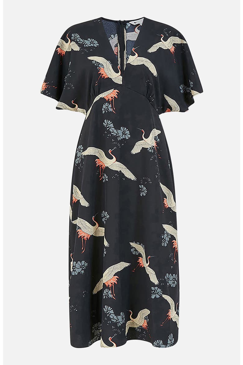 Short Sleeve V-Neck Midi Dress, Alternate, color, Black