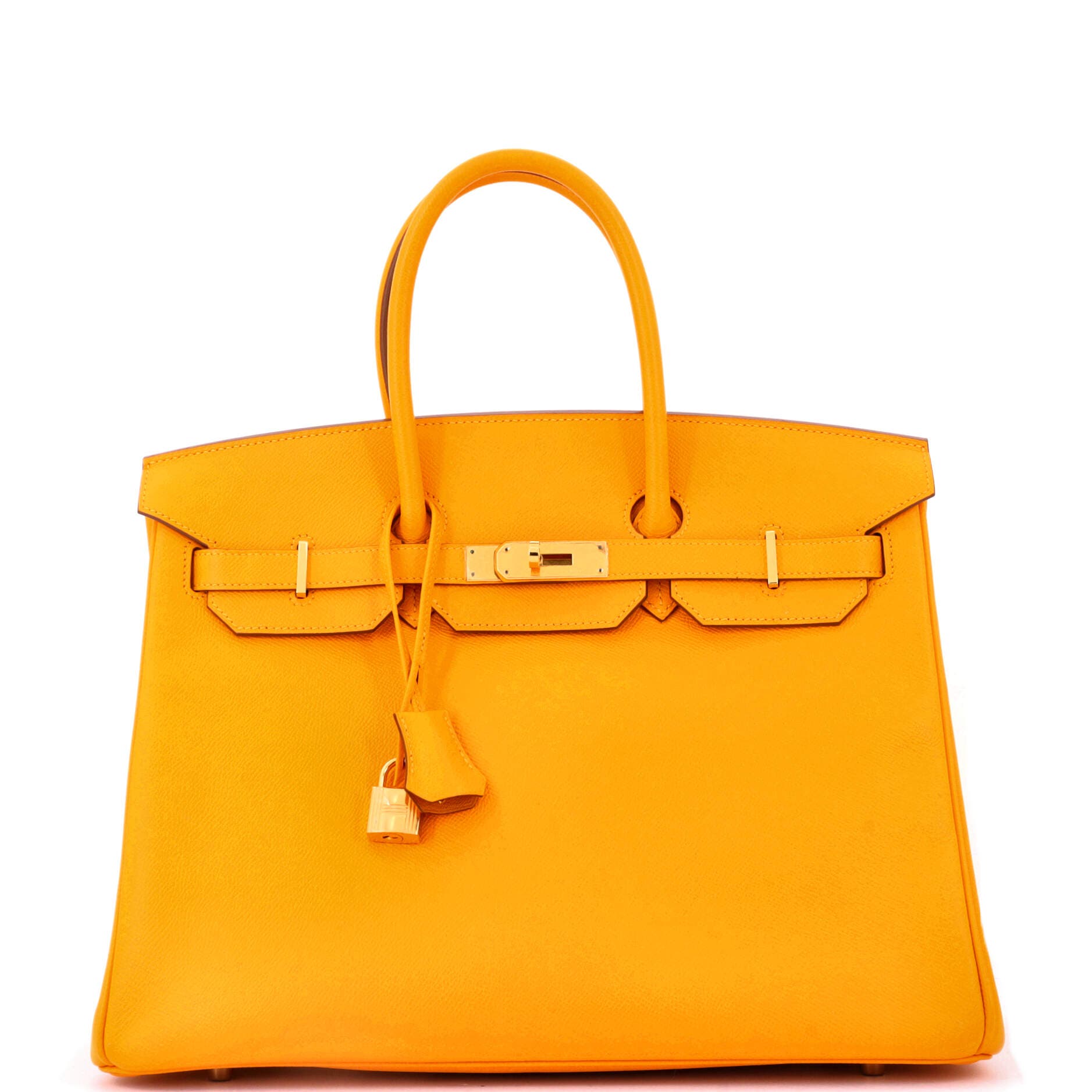 Pre-Owned Hermes Birkin Handbag Yellow Epsom with Gold Hardware 35, Main, color, 