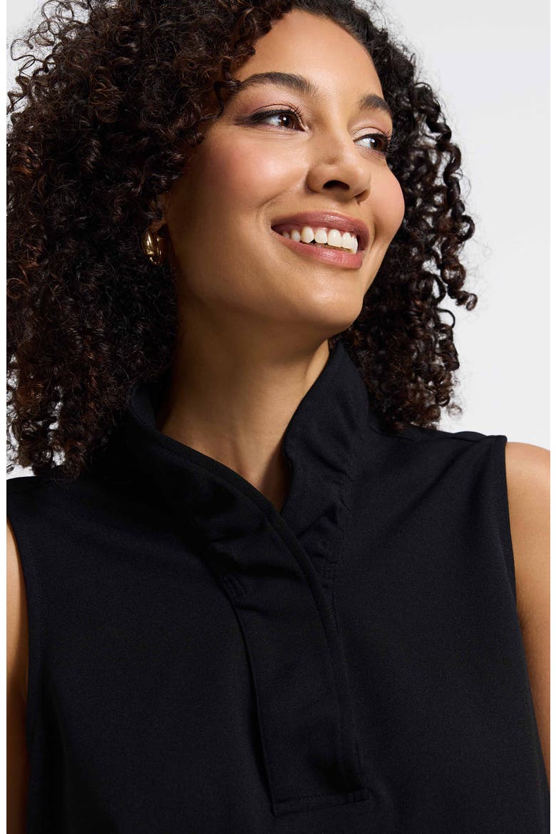 Tammy Ruffle Collar Crepe Sleeveless Top, Alternate, color, BLACK