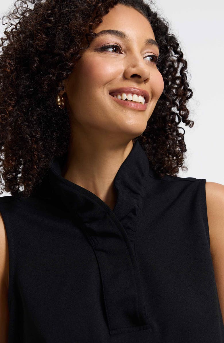 Foxcroft Tammy Ruffle Collar Crepe Sleeveless Top, Alternate, color, Black