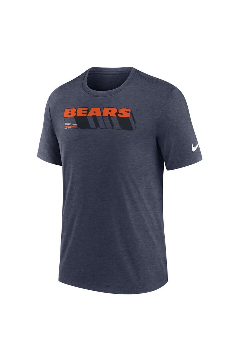 Men's Nike Heather Navy Chicago Bears Long Pass Tri-Blend T-Shirt, Alternate, color, Heather Navy