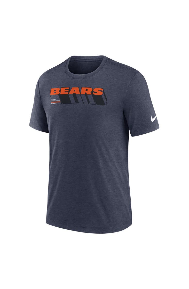 Nike Men's Nike Heather Navy Chicago Bears Long Pass Tri-Blend T-Shirt, Alternate, color, Heather Navy
