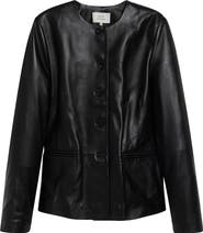 LOULOU DE SAISON Adea Collarless Lambskin Leather Jacket