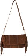 Carlos Falchi Large Fringe Suede Crossbody Messenger