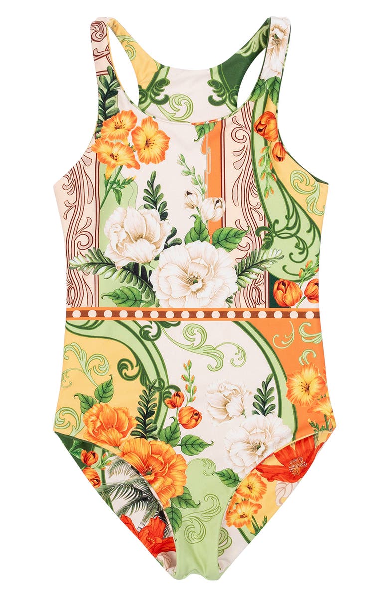 Agua Bendita Kids' Nate One-Piece Swimsuit, Alternate, color, Green