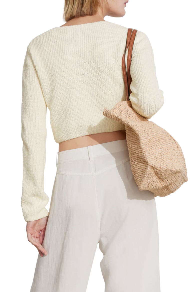 Crop Cotton Cardigan, Alternate, color, WHITE DUSTY LIGHT
