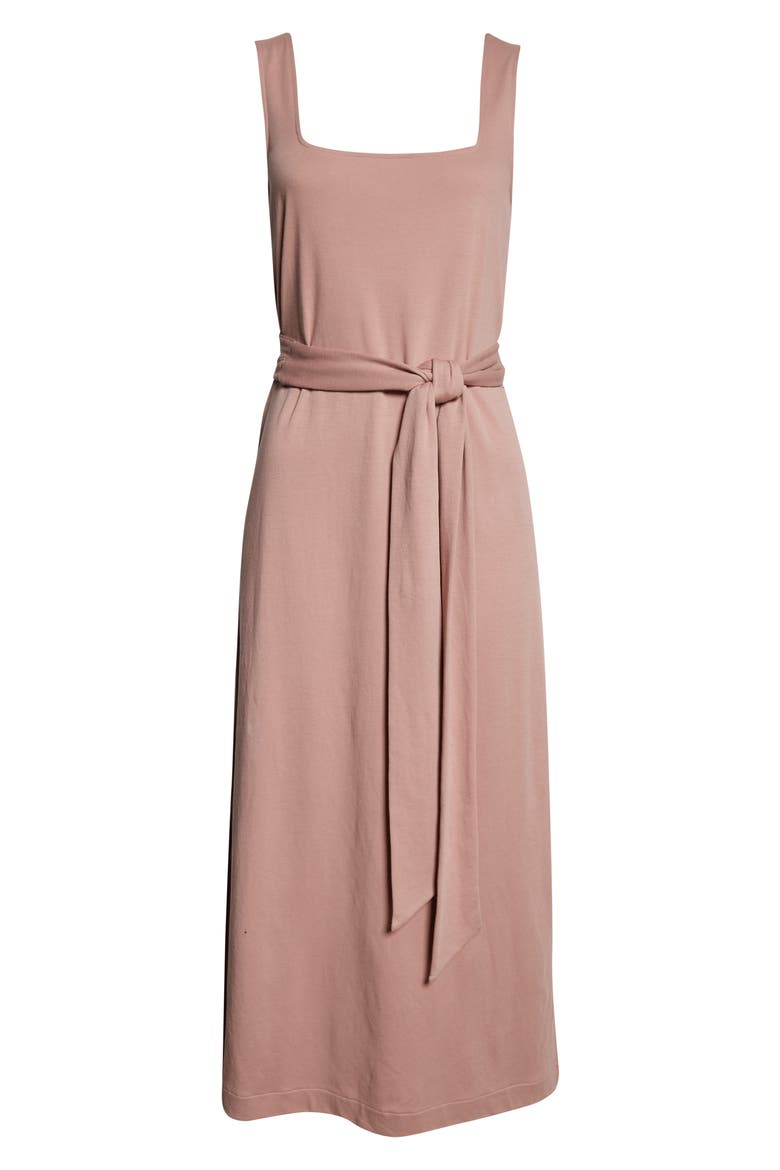 Belted Square Neck Midi Dress, Alternate, color, DK MAUVE ORCHID