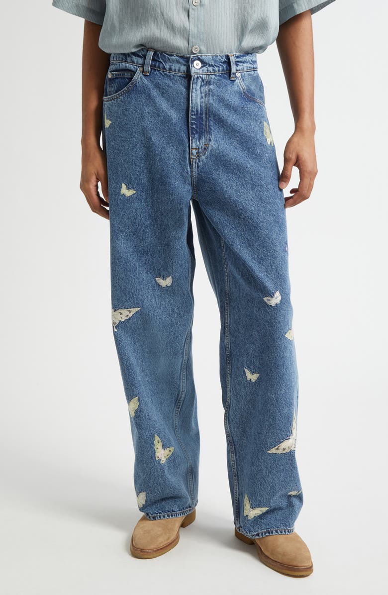 OUR LEGACY Vast Cut Wide Straight Leg Jeans, Main, color, Indigo Butterfly