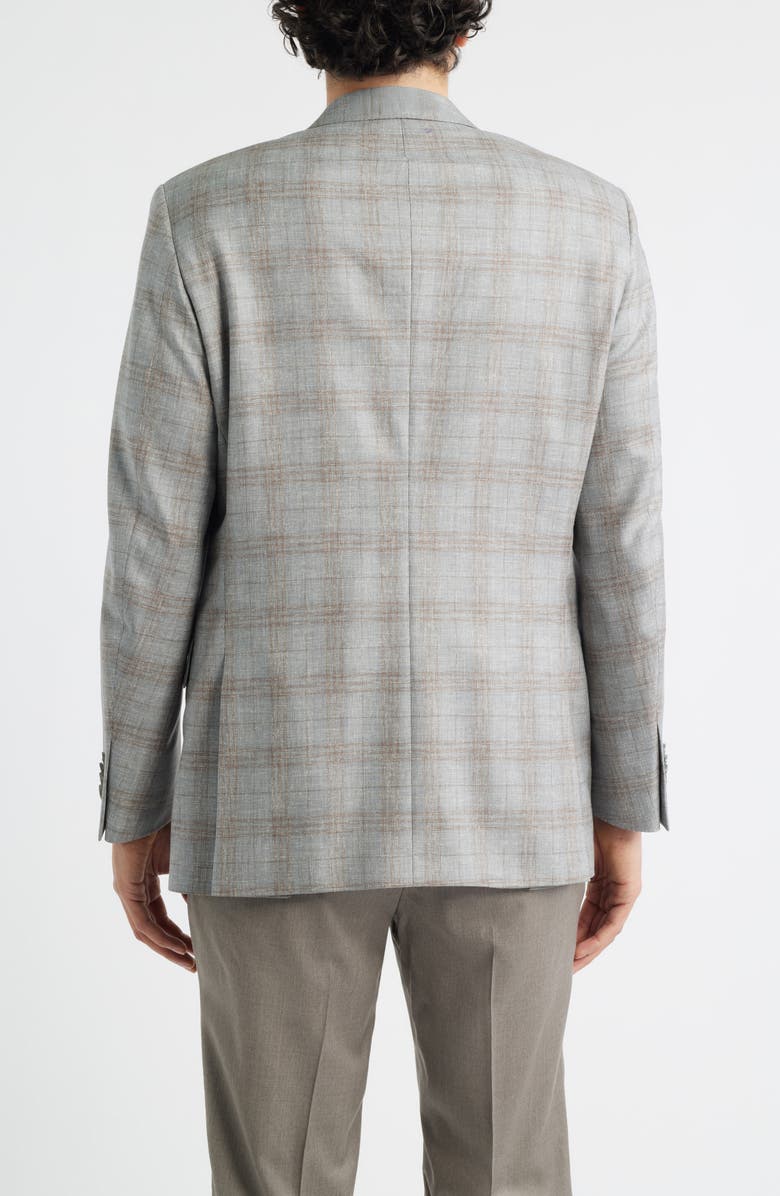 Peter Millar Flynn Classic Fit Light Grey Plaid Wool Blend Sport Coat, Alternate, color, Grey