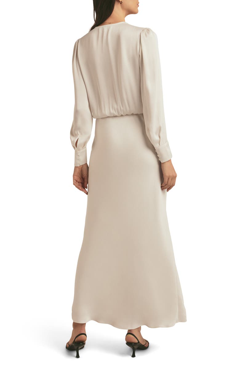 Favorite Daughter The Nita Long Sleeve Satin Maxi Dress, Alternate, color, Ivory