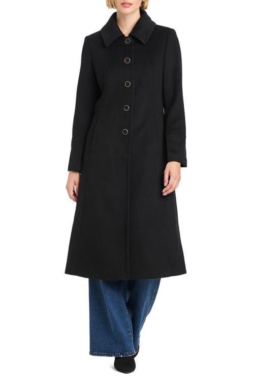 Vince Camuto Wool Blend Coat With Removable Faux Fur Collar And Cuffs In Black