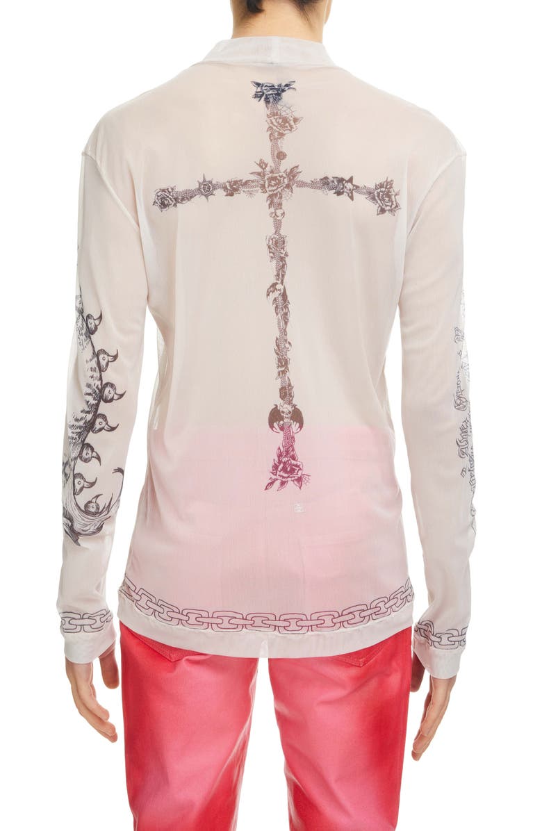 Givenchy Tattoo Shrine Long Sleeve Mesh Top, Alternate, color,