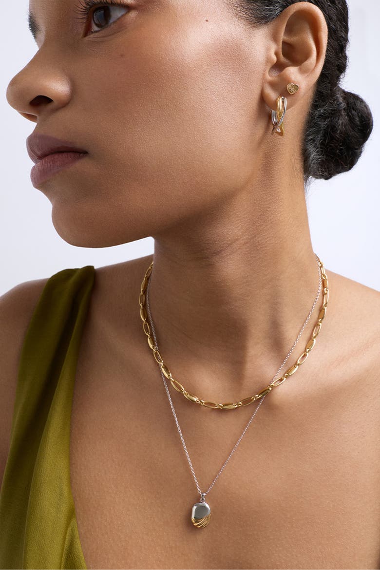 Aurora Weave Mixed Metal Maxi Hoop Earrings, Alternate, color, Gold
