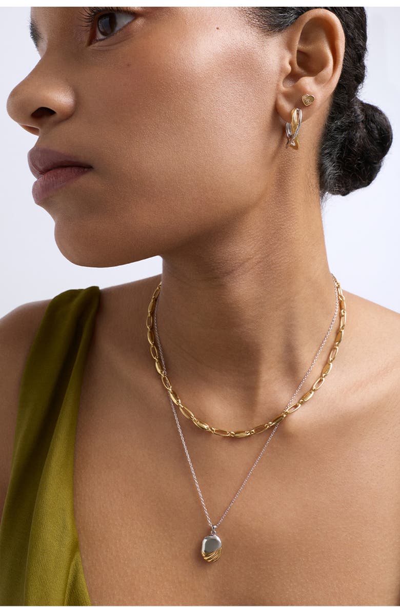 Astley Clarke Aurora Weave Mixed Metal Maxi Hoop Earrings, Alternate, color, Gold
