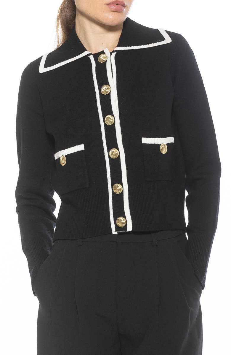 Alexia Admor Mari Tipped Sweater Jacket, Alternate, color, Black